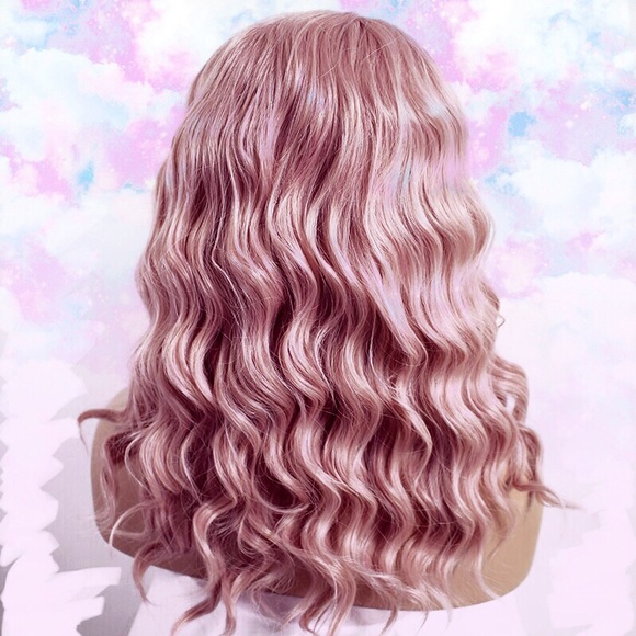 Curly Pink Wig Medium Length - Picture 4 of 8